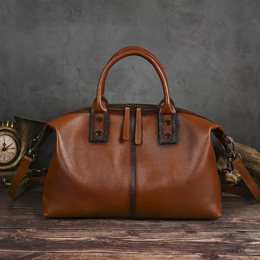 Vintage Brown Leather Handbag for Women